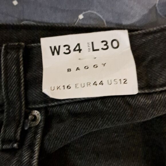 TOPSHOP Baggy Distress Black Jeans size 12 NWT - Picture 3 of 7